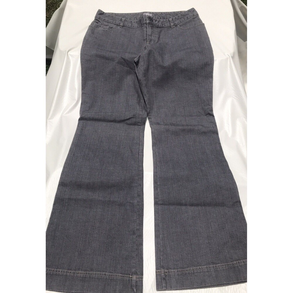 J Jill Jeans Womens 12 Gray High Rise Flare Wide Leg Baggy Stretch Denim Pants